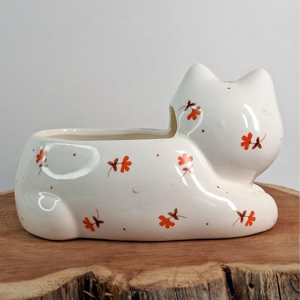 Vintage Josef Original Cat Planter Scrubby Sponge Holder Ceramic